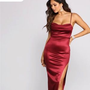 Windsor | Dresses | Long Burgundy Dress High Slit | Poshmark